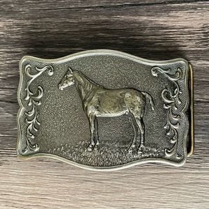 Vintage 1975 Wyoming Studio Art Work James Lind Horse Western Pewter Belt Buckle